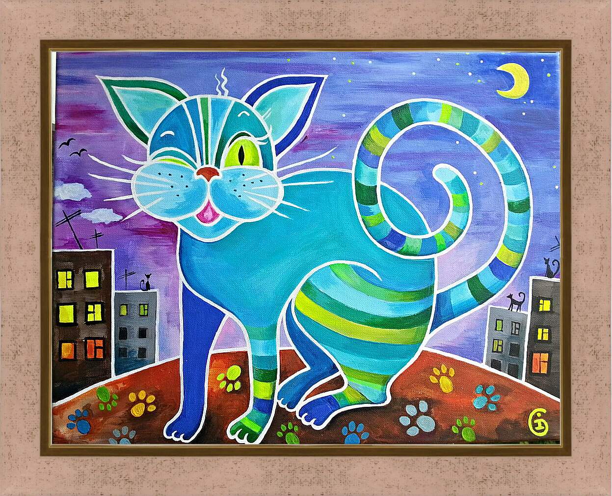 Картина в раме - Кот который живет на крыше