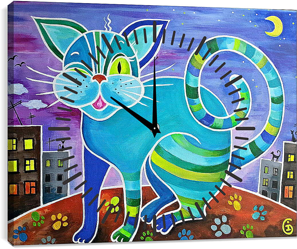 Часы картина - Кот который живет на крыше