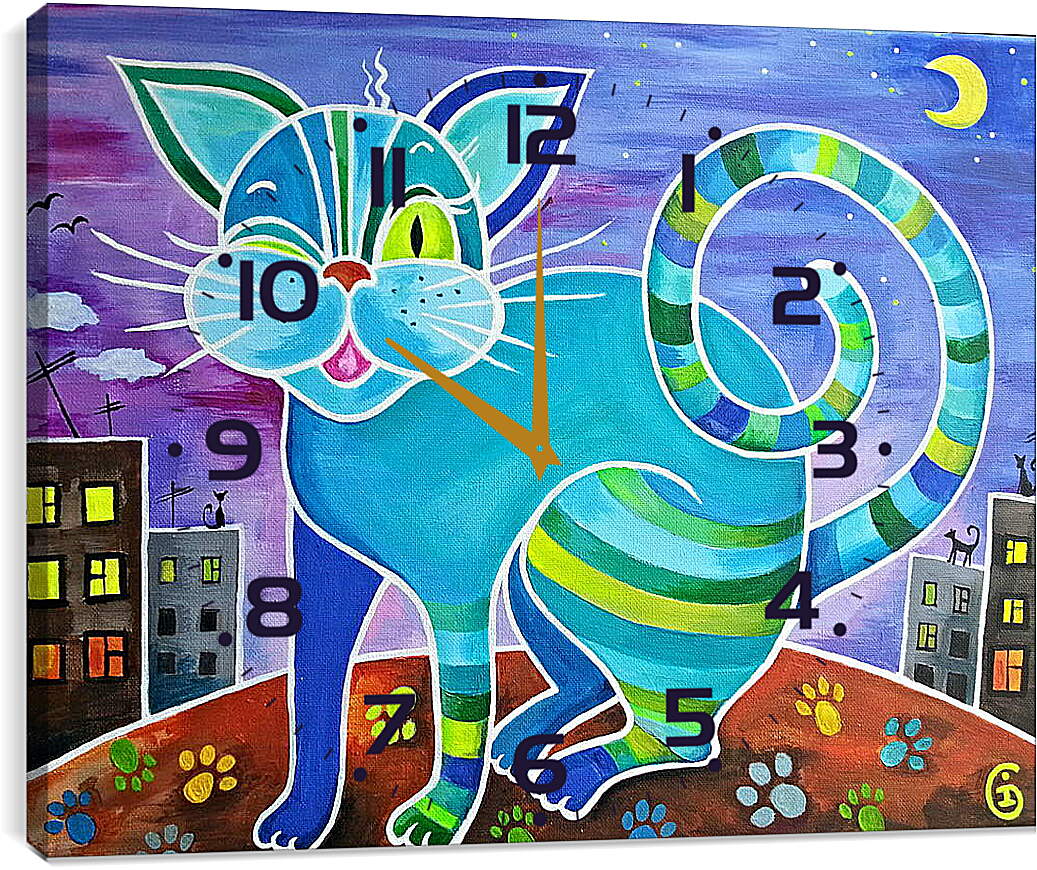 Часы картина - Кот который живет на крыше