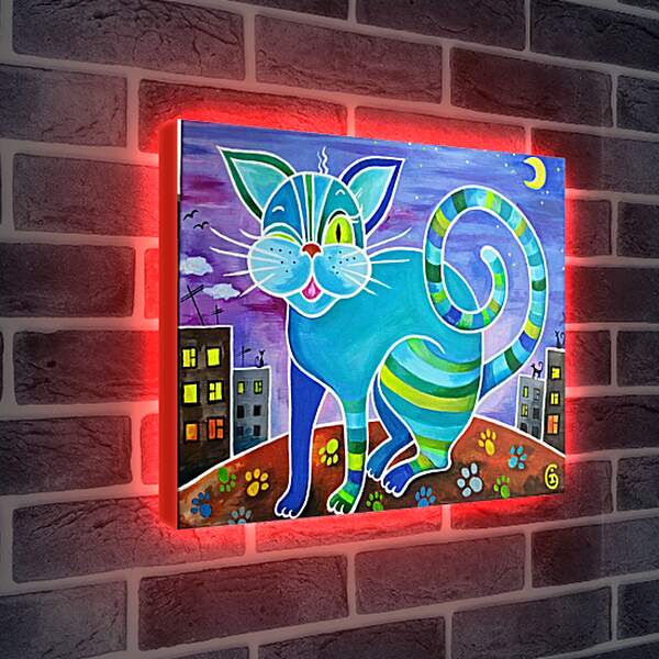 Лайтбокс световая панель - Кот который живет на крыше