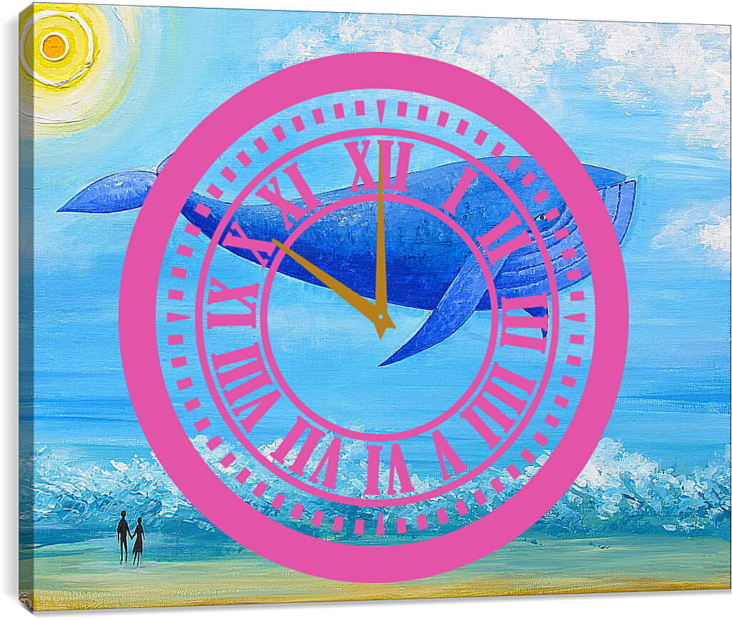 Часы картина - Синий кит мечты