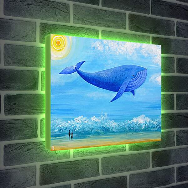 Лайтбокс световая панель - Синий кит мечты
