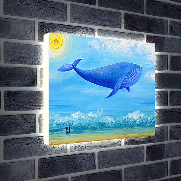 Лайтбокс световая панель - Синий кит мечты