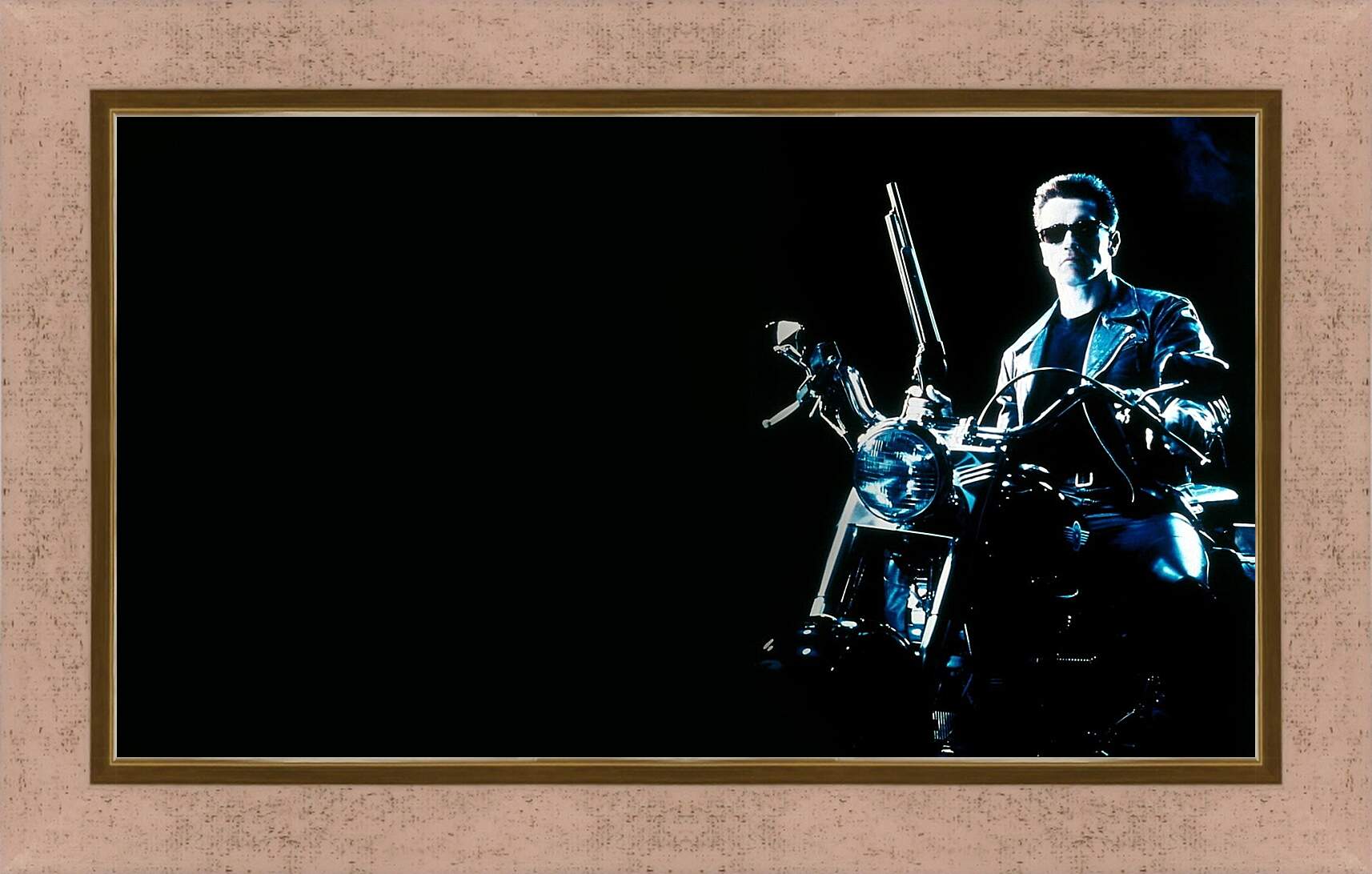Картина в раме - Арнольд Шварценеггер. Мотоцикл. Терминатор 2