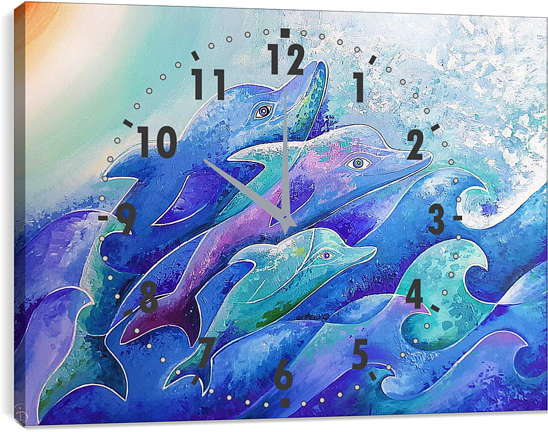 Часы картина - Поющие дельфины
