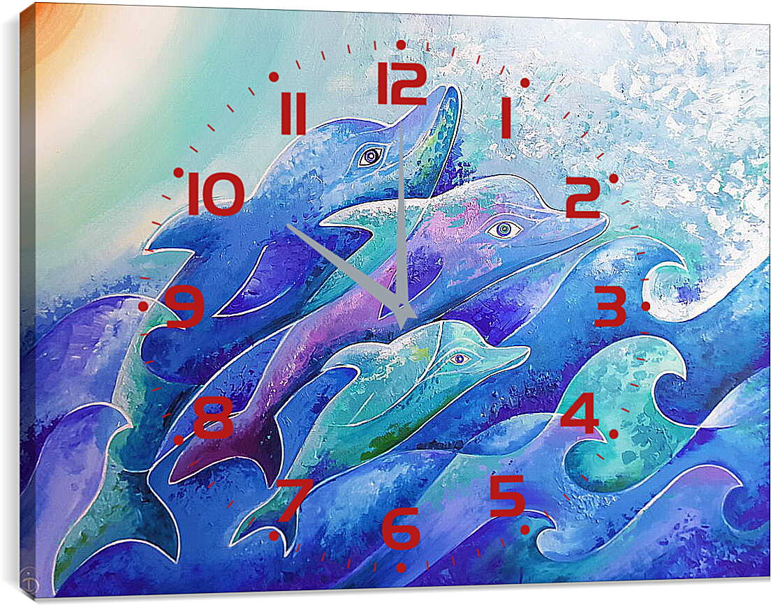 Часы картина - Поющие дельфины