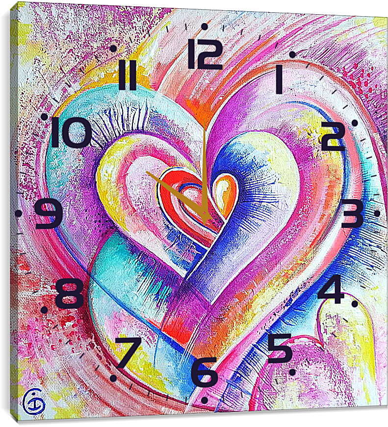 Часы картина - Сердца