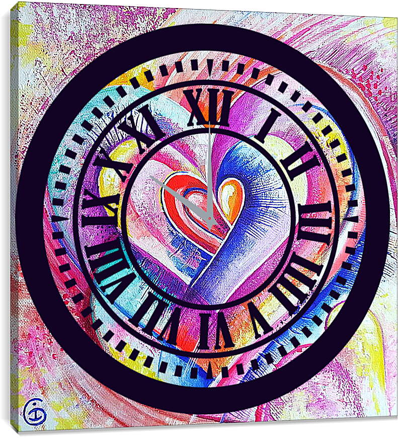 Часы картина - Сердца