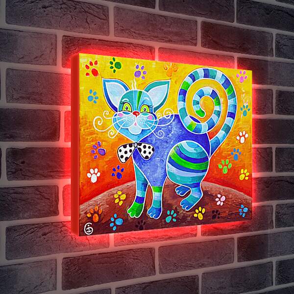 Лайтбокс световая панель - Счастливый кот