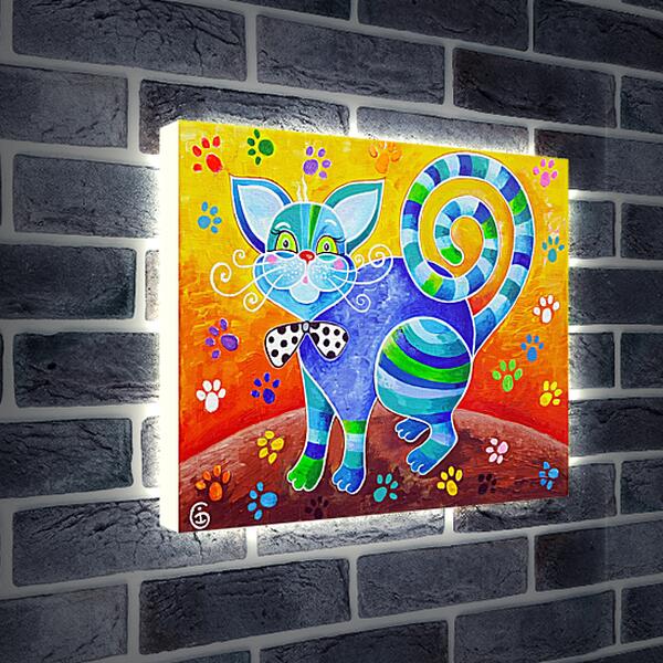 Лайтбокс световая панель - Счастливый кот