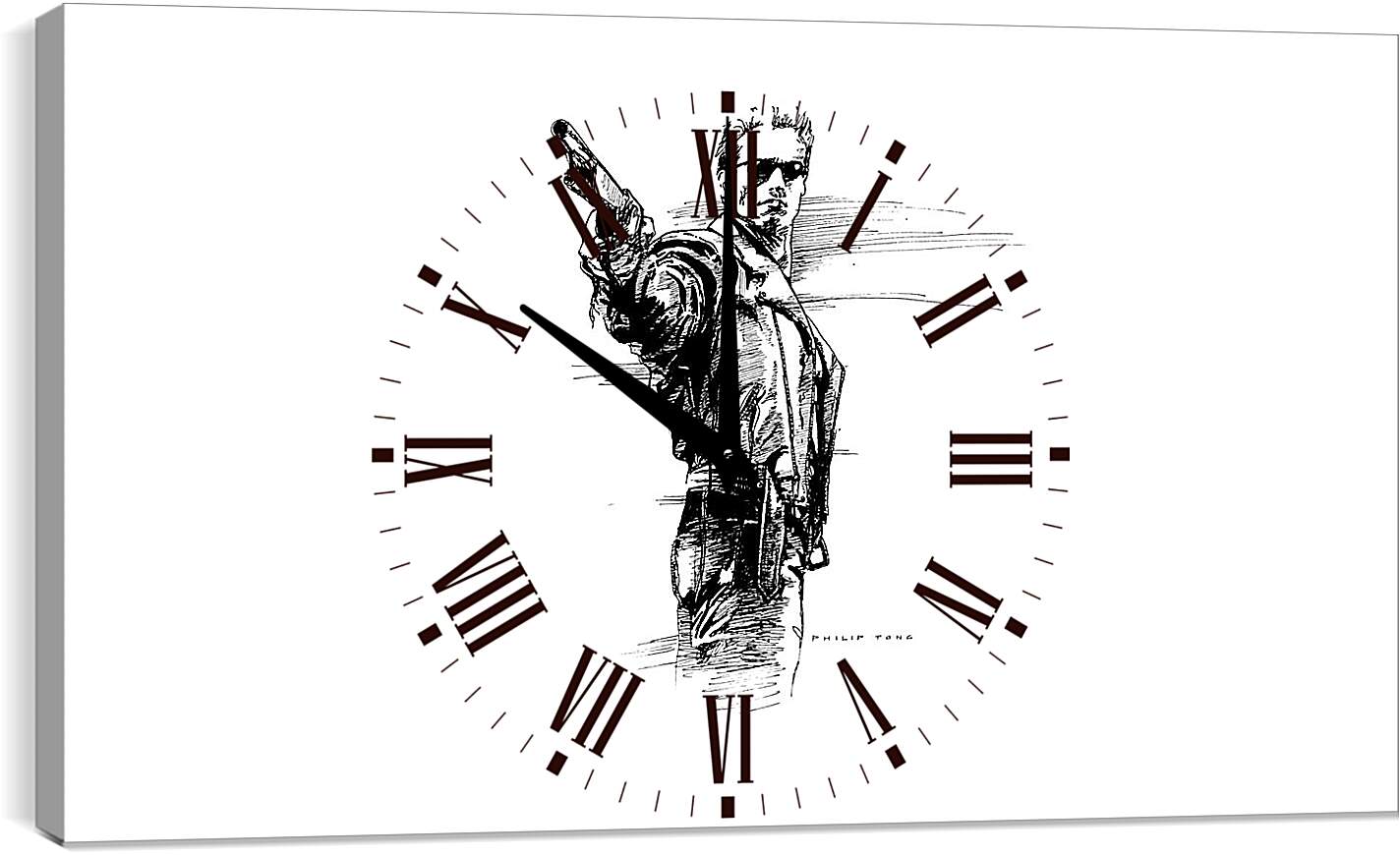 Часы картина - Арнольд Шварценеггер. Рисунок. Терминатор 2