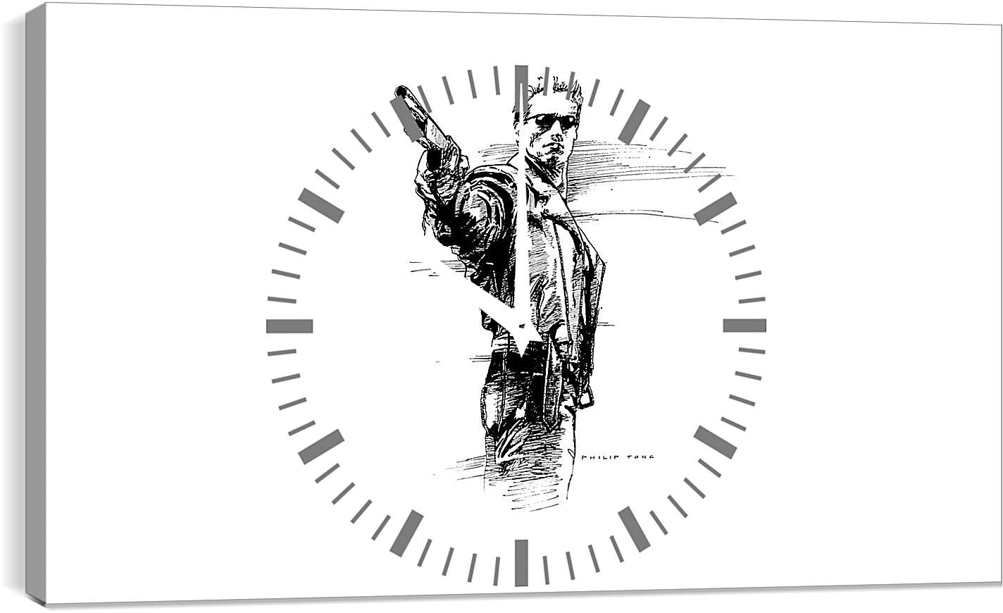 Часы картина - Арнольд Шварценеггер. Рисунок. Терминатор 2
