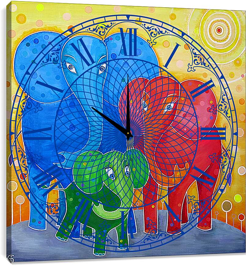 Часы картина - Слоны