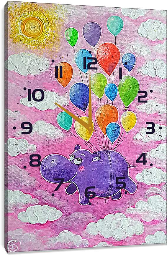 Часы картина - Счастливый бегемот