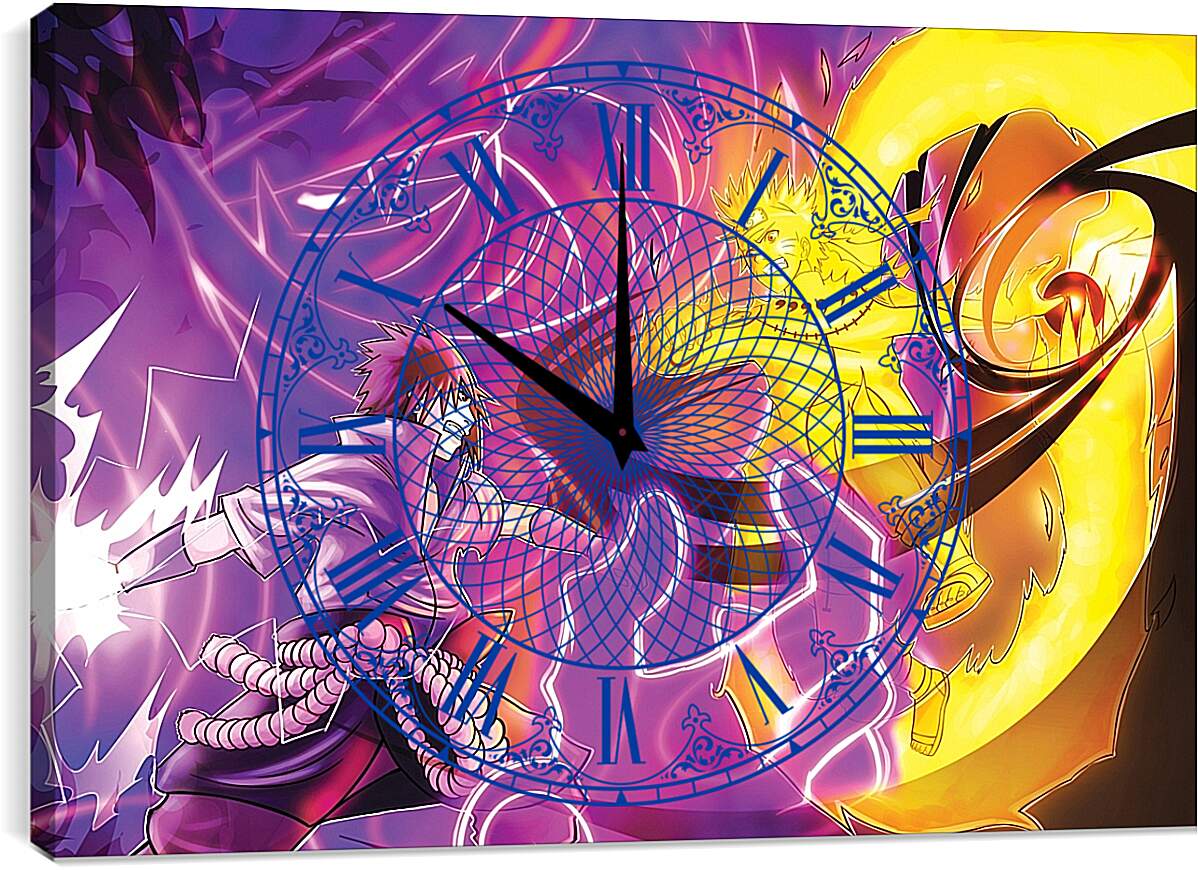 Часы картина - Наруто и Саске сражение