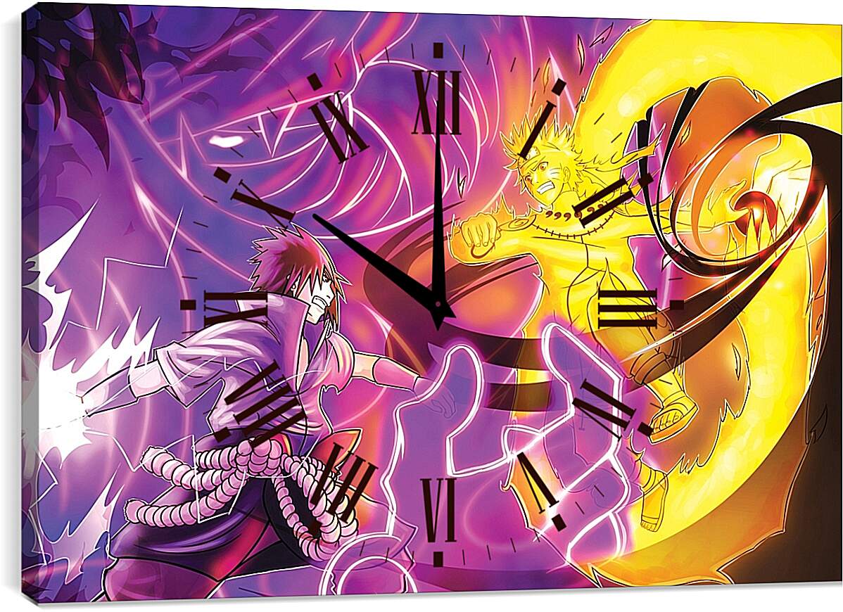 Часы картина - Наруто и Саске сражение