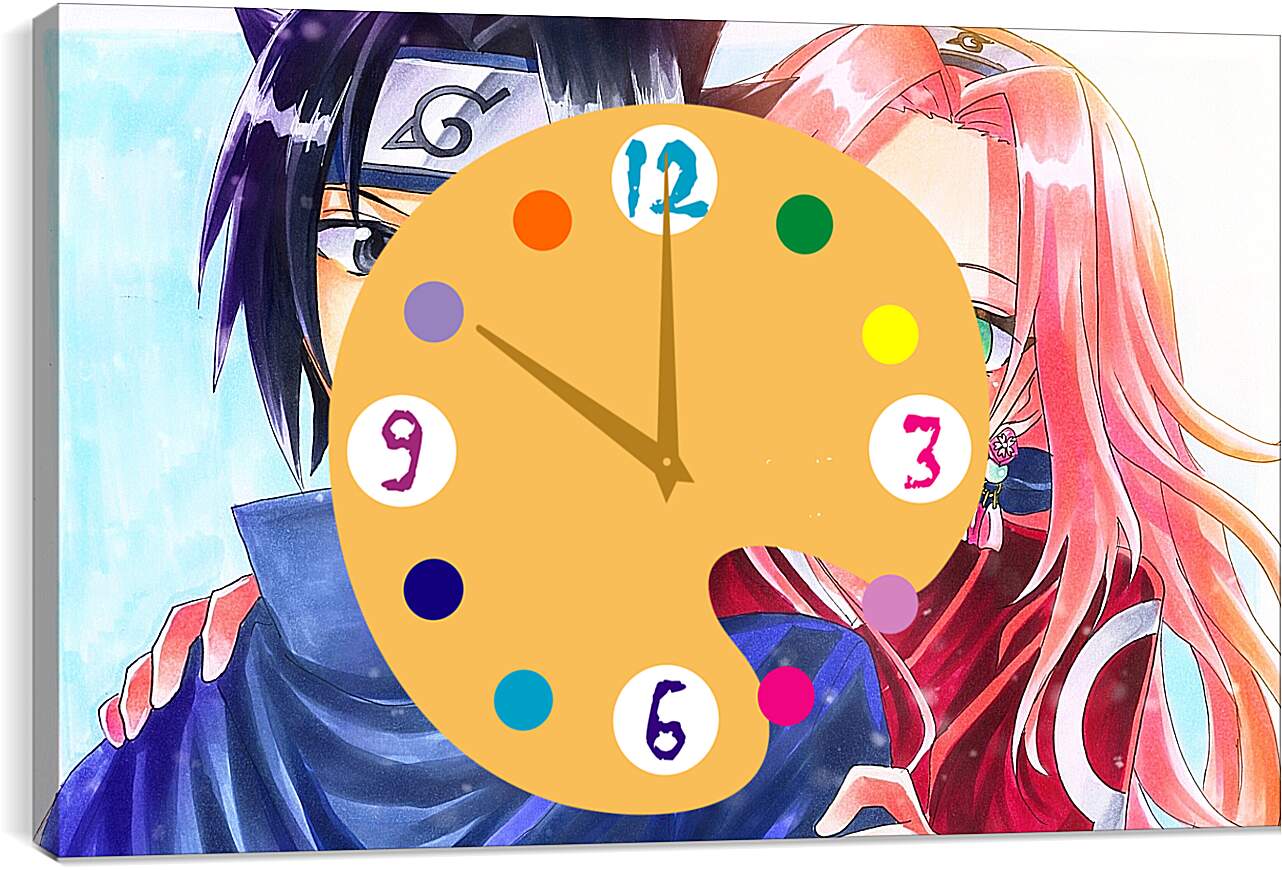 Часы картина - Саске и Сакура
