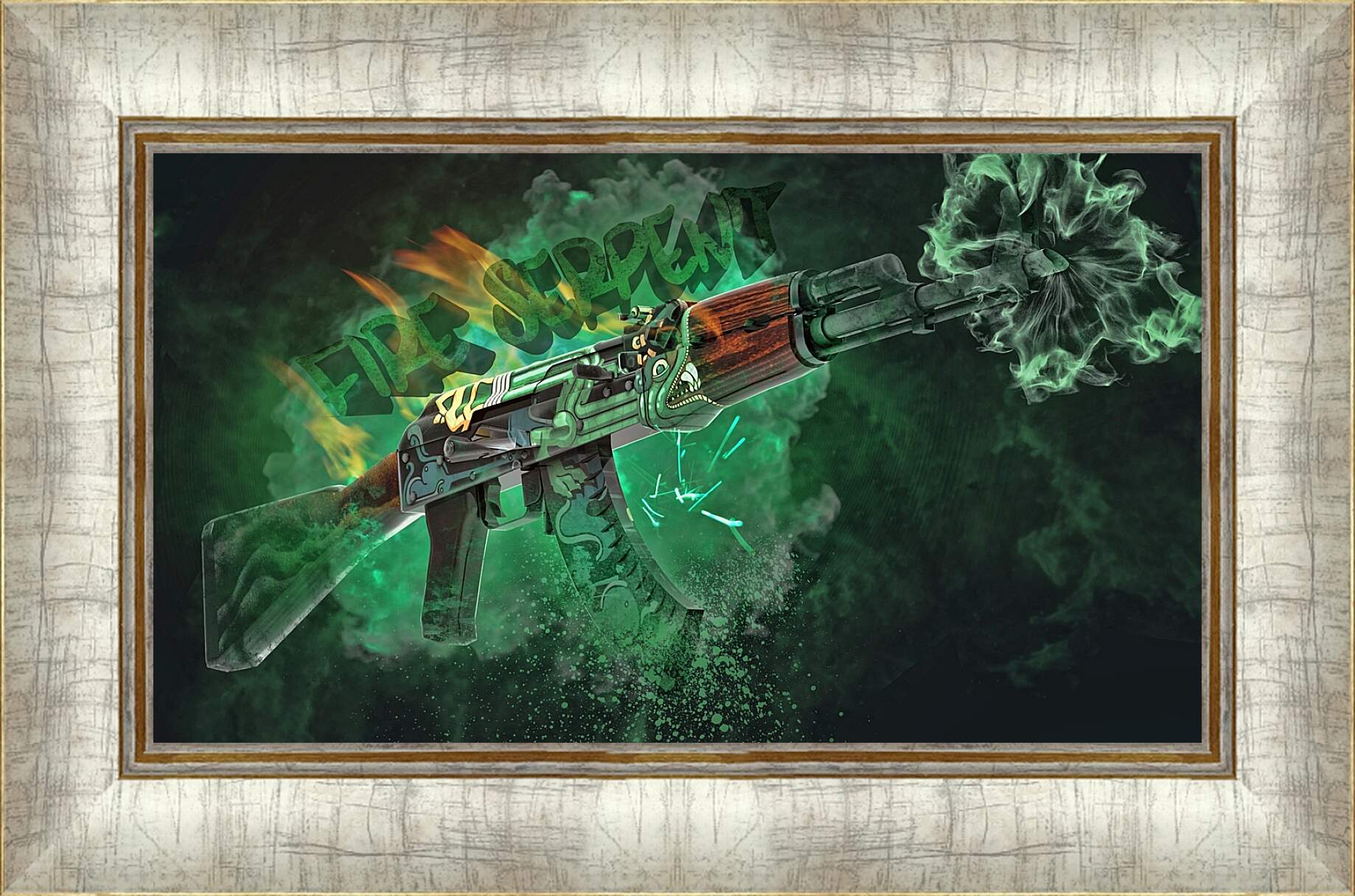 Картина в раме - АК-47 Огненный змей