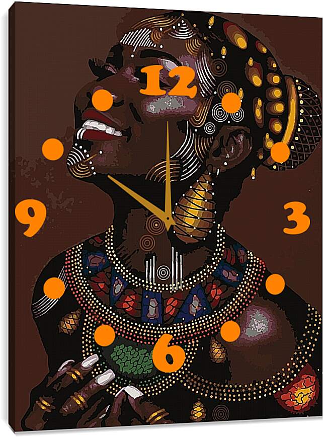 Часы картина - Африканка