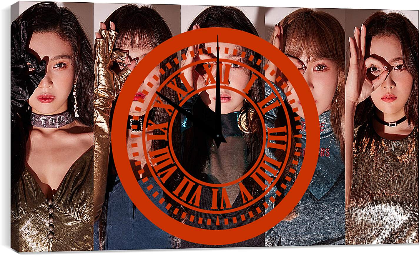 Часы картина - K-pop. Red Velvet. Азиатки. Коллаж