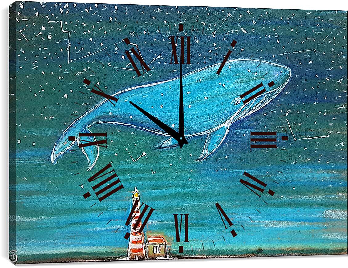 Часы картина - Синий кит