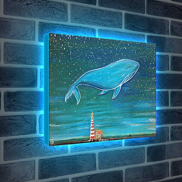 Лайтбокс световая панель - Синий кит