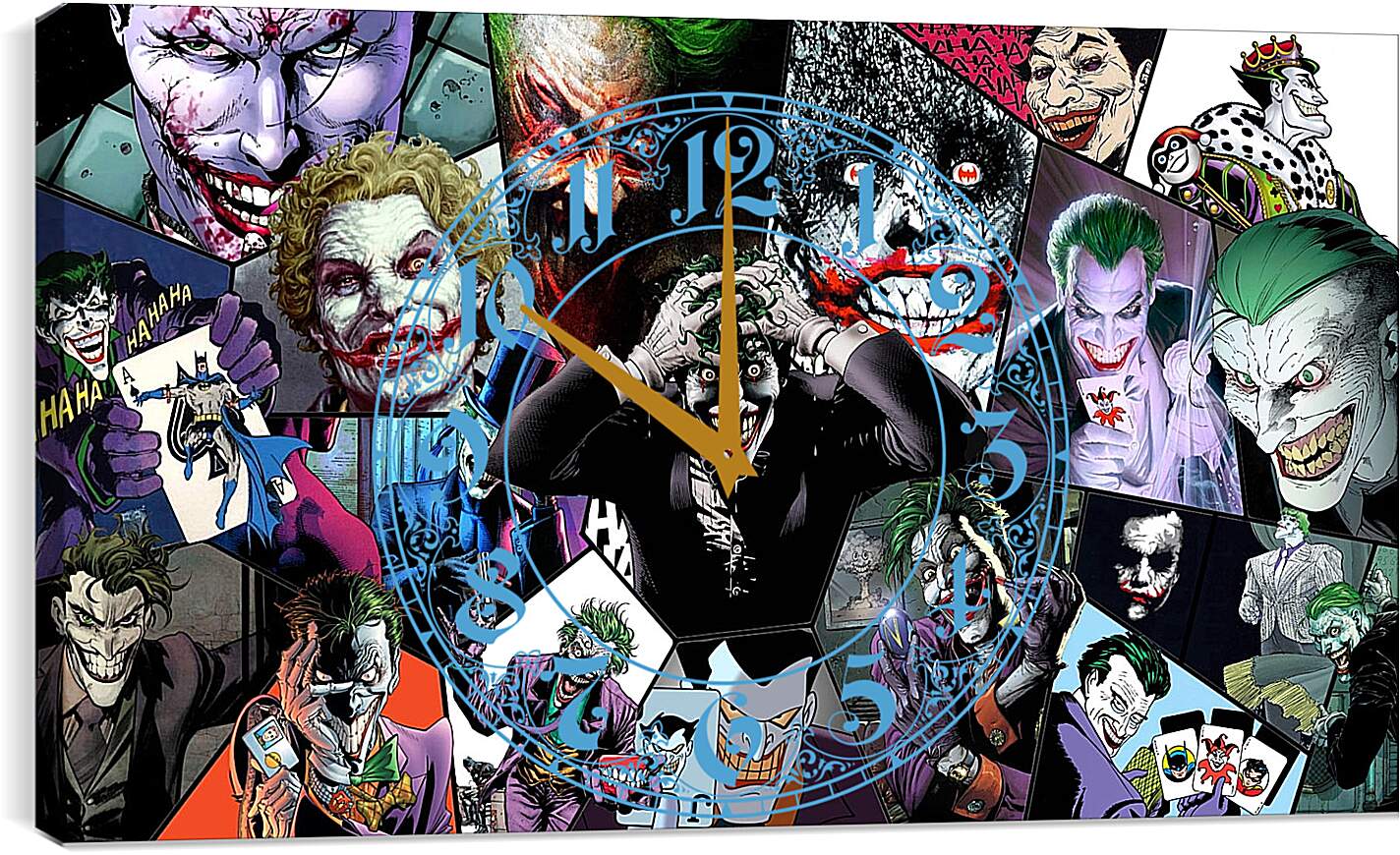 Часы картина - Джокер. Бэтмен. Комиксы. Коллаж