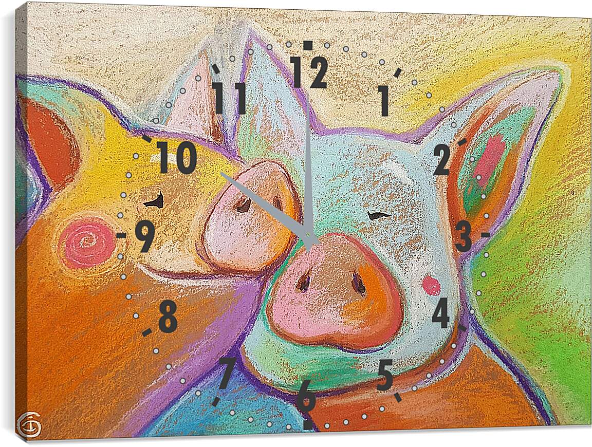 Часы картина - Свинки