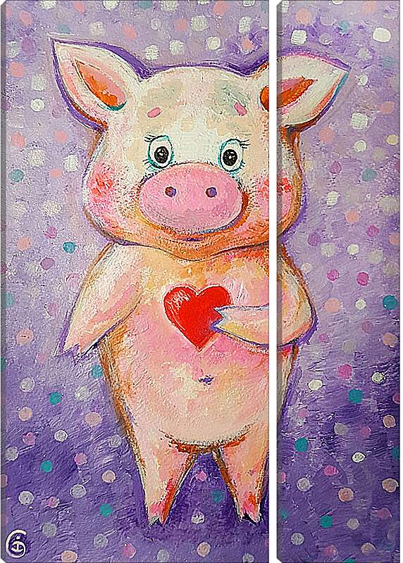 Модульная картина - Счастливая свинка