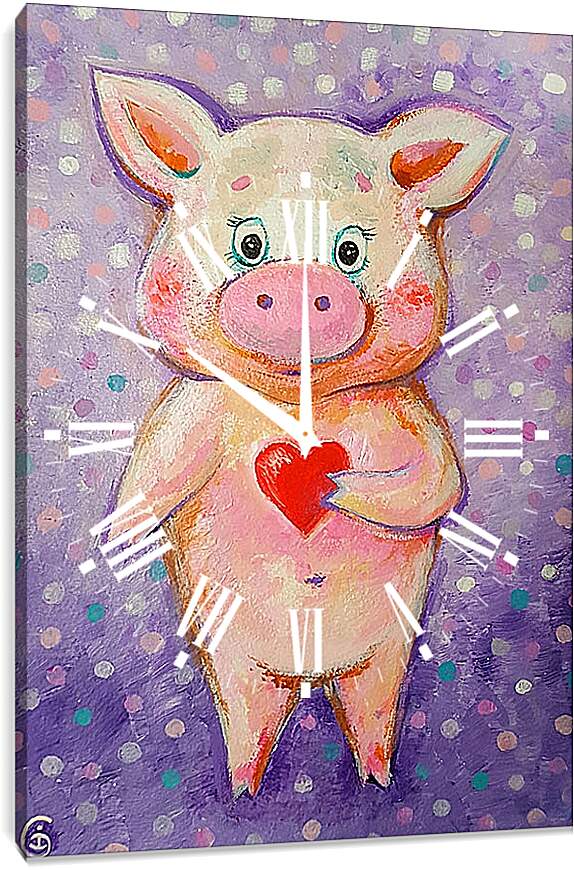 Часы картина - Счастливая свинка