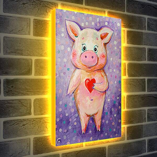 Лайтбокс световая панель - Счастливая свинка