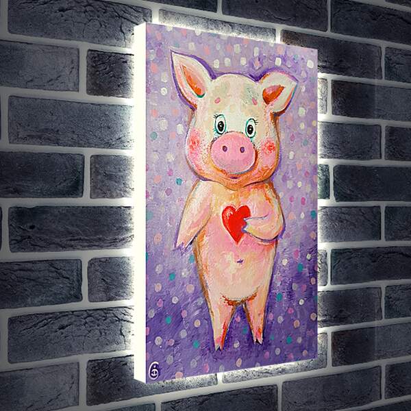 Лайтбокс световая панель - Счастливая свинка