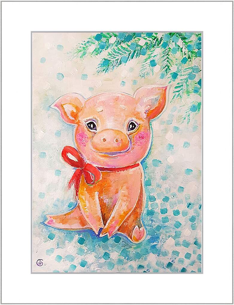 Картина в раме - Милая свинка