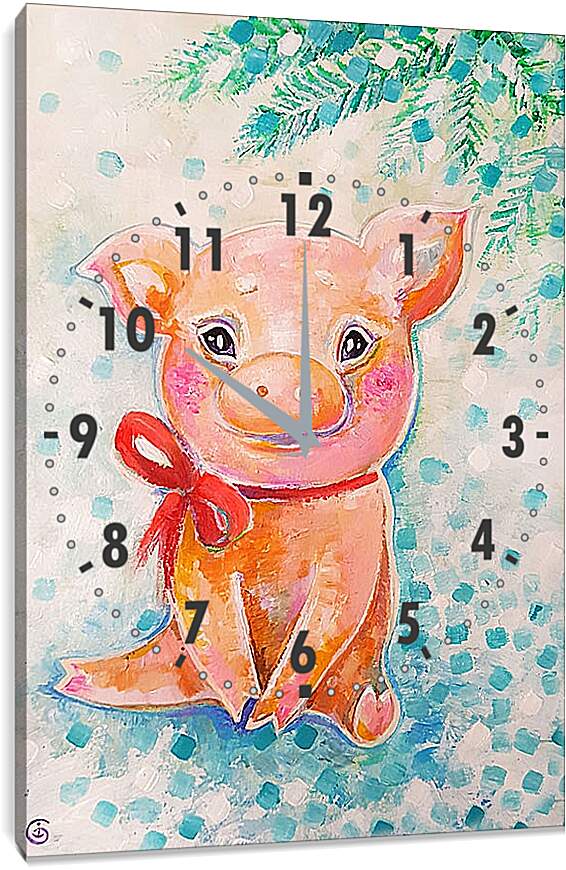 Часы картина - Милая свинка