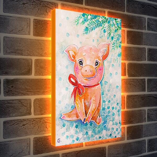 Лайтбокс световая панель - Милая свинка