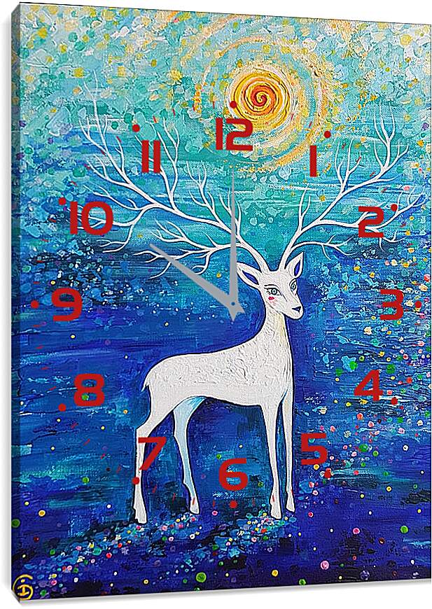 Часы картина - Белый олень
