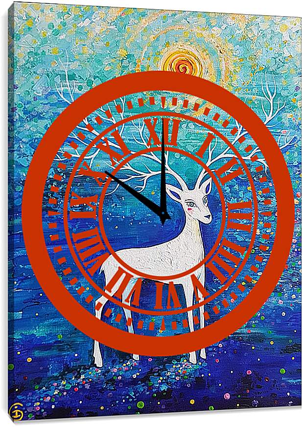 Часы картина - Белый олень