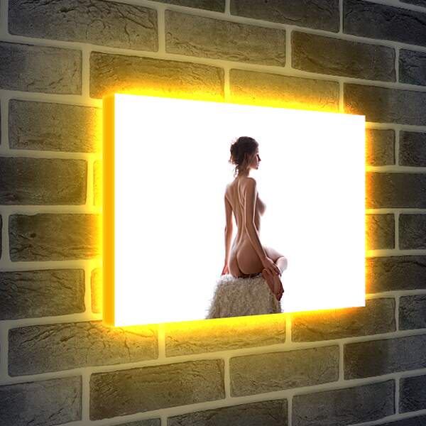 Лайтбокс световая панель - Девушка с обнажённой грудью. Сидит. Эротика