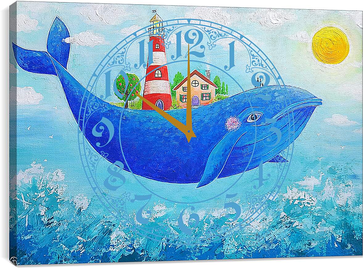 Часы картина - Синий кит