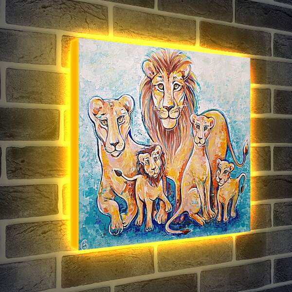 Лайтбокс световая панель - Львиное семейство