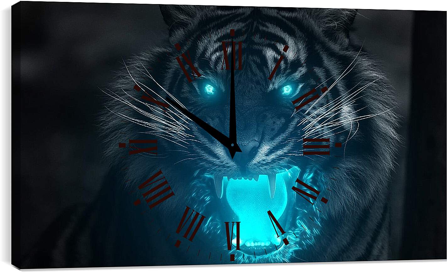 Часы картина - Белый тигр. Иллюстрация тигра. Животные