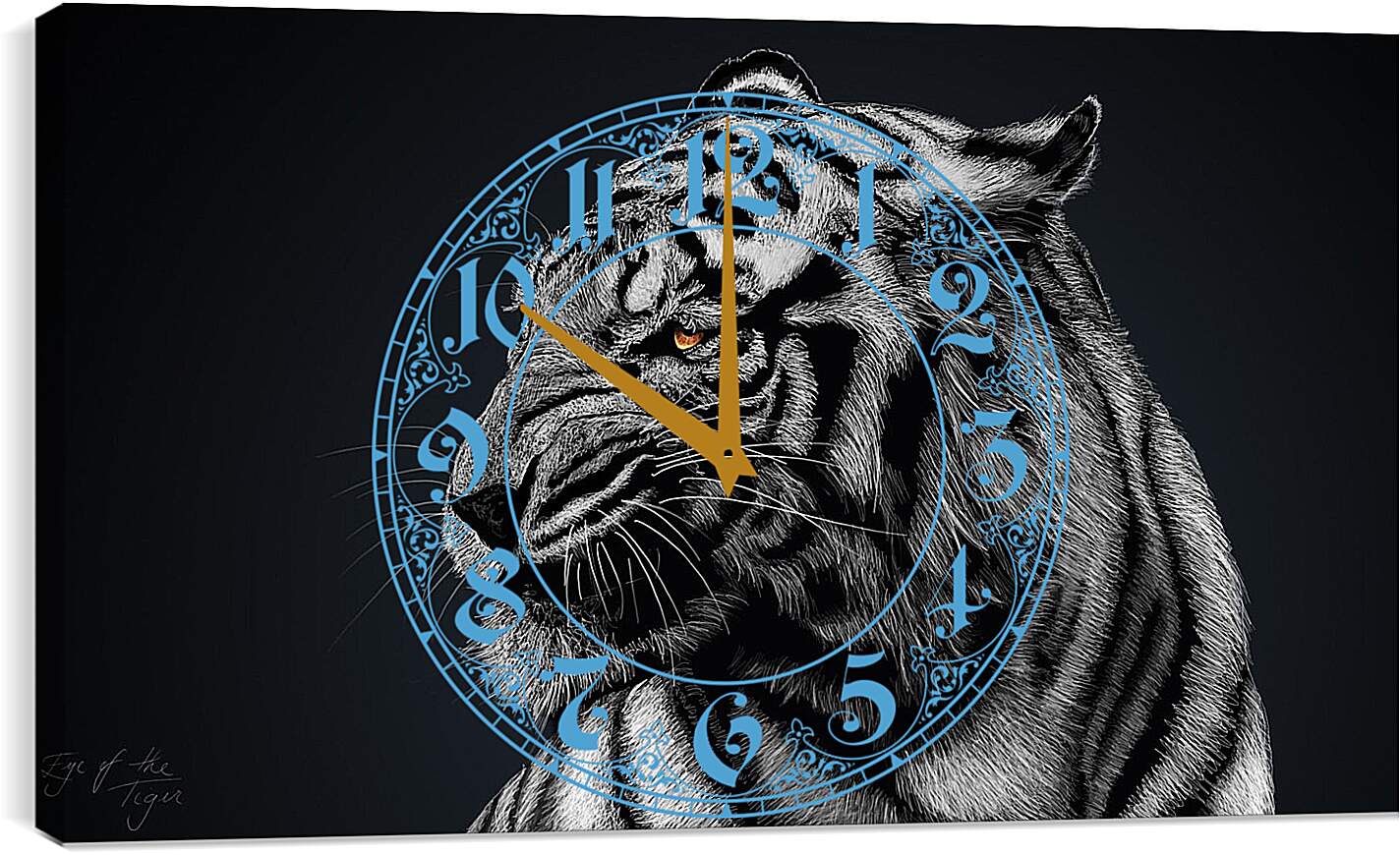 Часы картина - Белый тигр. Большая кошка. Хищник