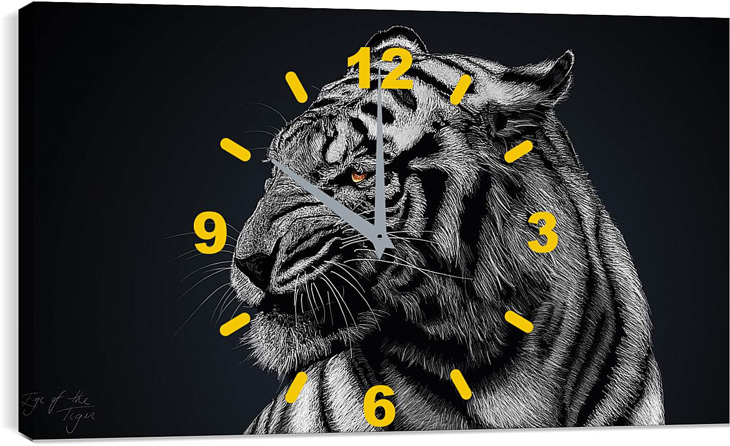 Часы картина - Белый тигр. Большая кошка. Хищник
