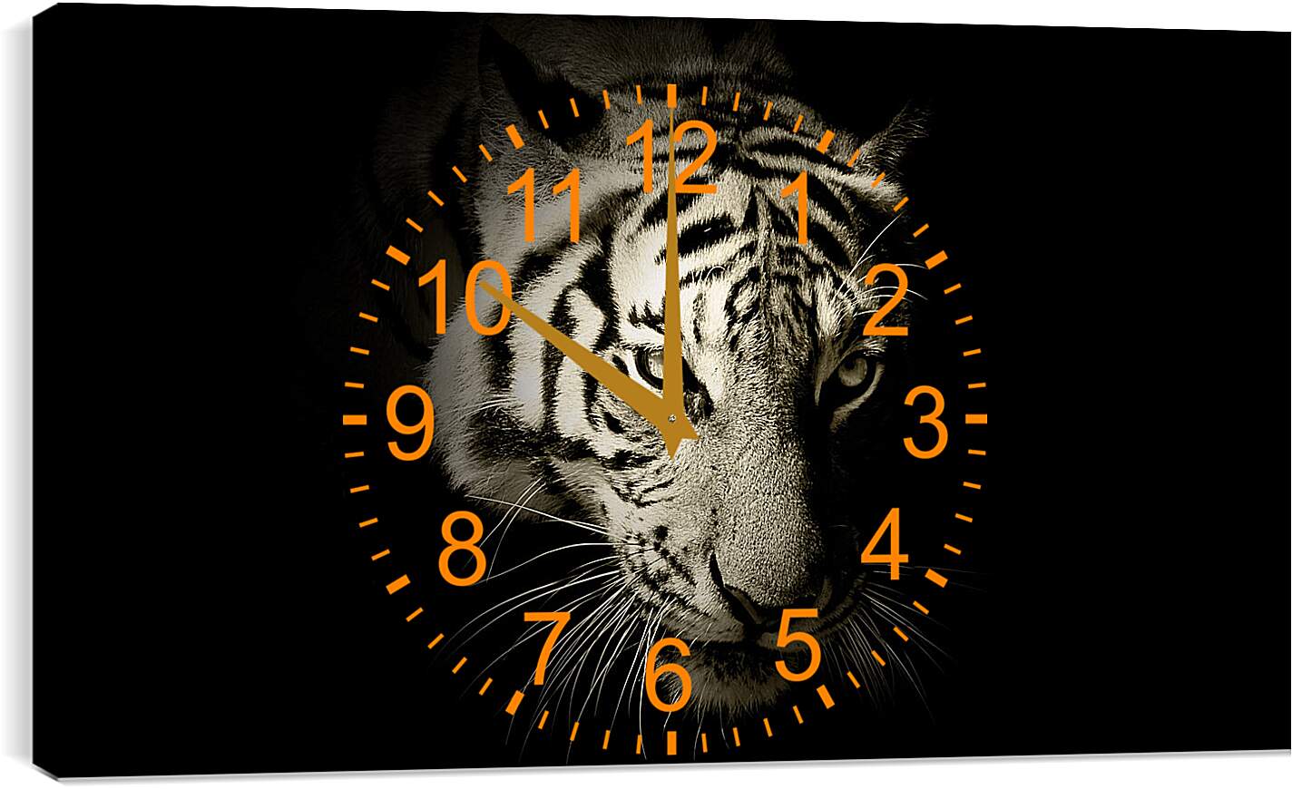 Часы картина - Белый тигр. темнота
