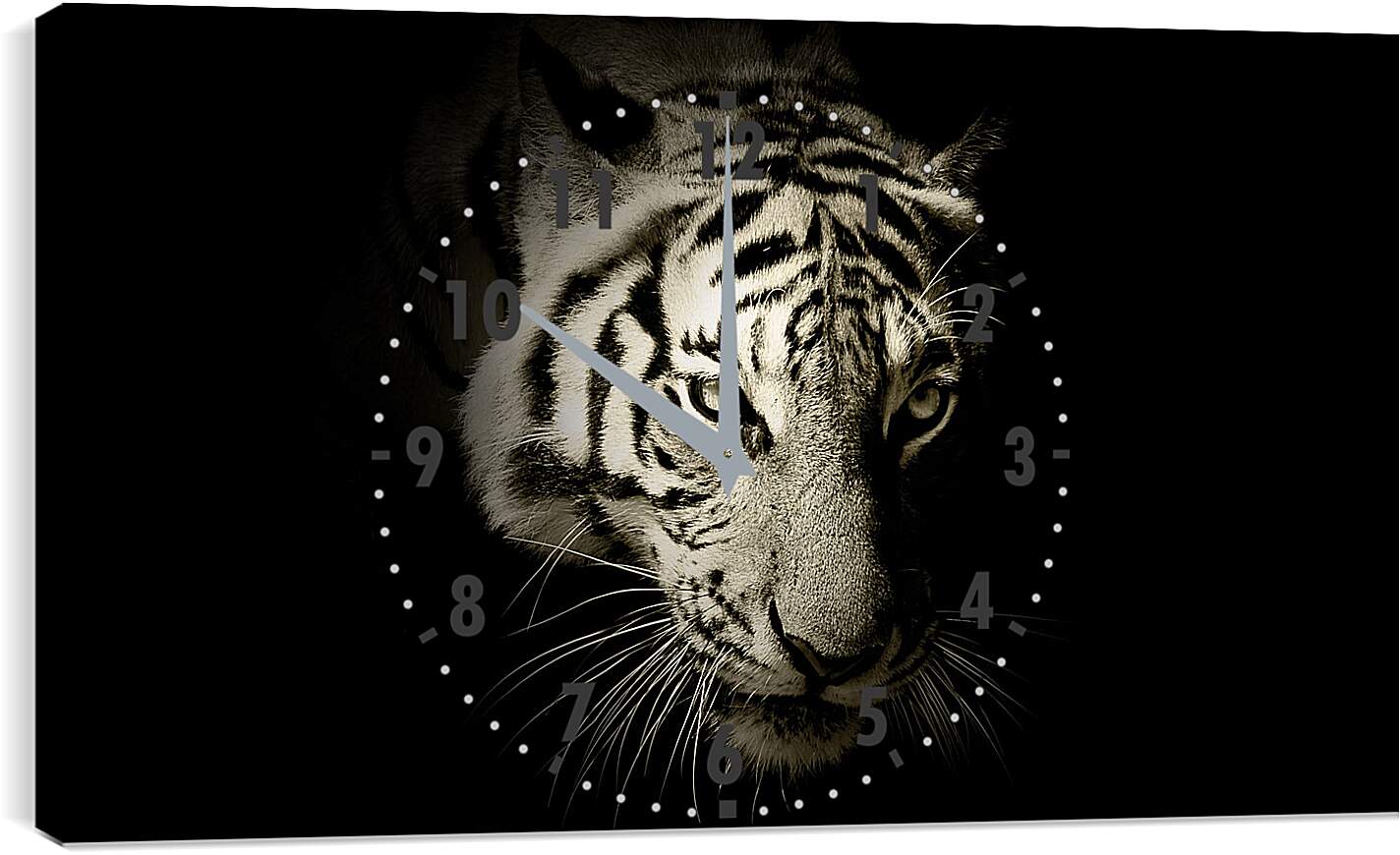 Часы картина - Белый тигр. темнота