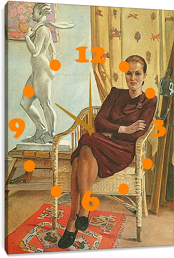 Часы картина - Портрет архитектора Тамары Милешиной. Александр Дейнека