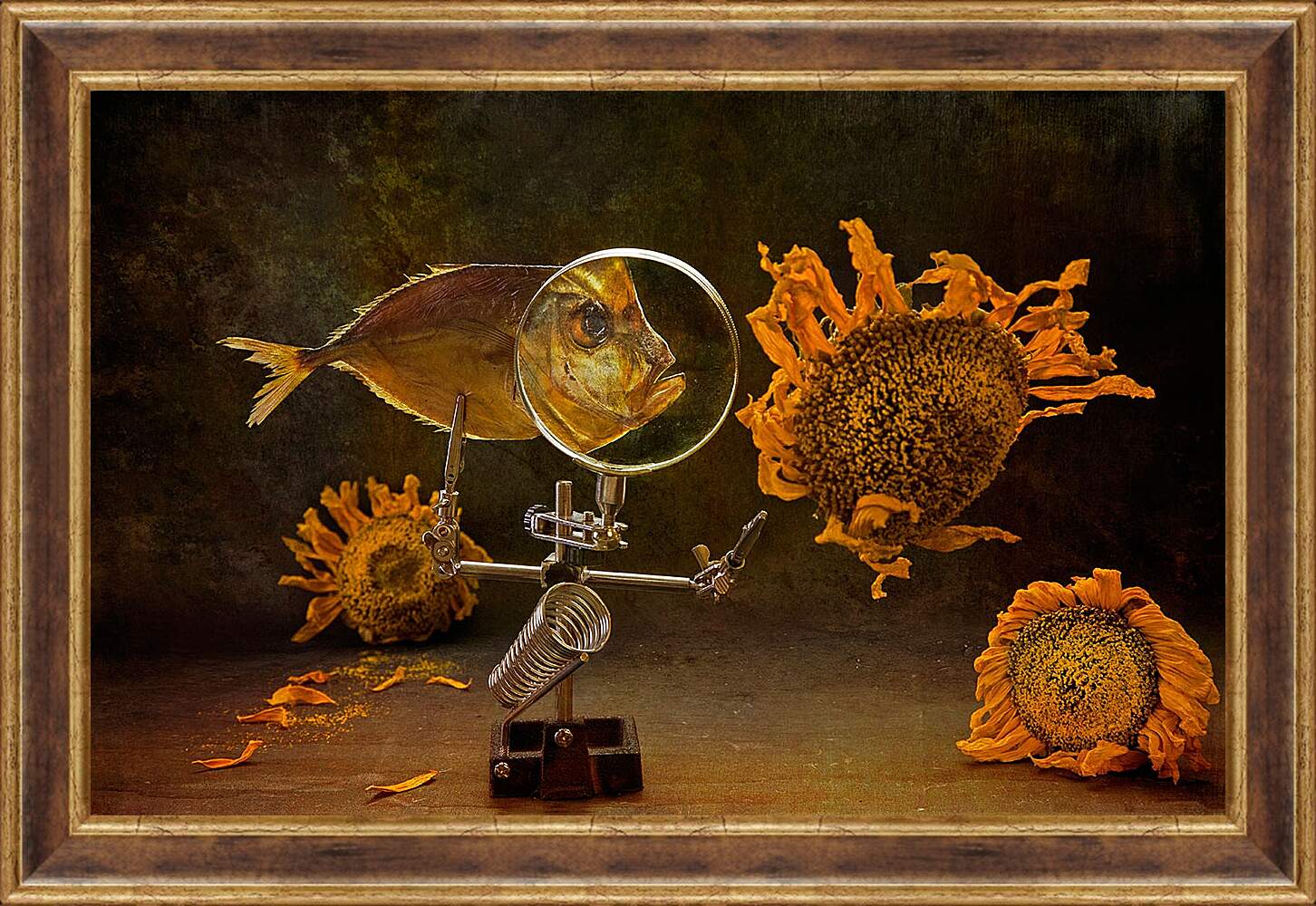 Картина в раме - Вомер и падающие подсолнухи. Валентин Иванцов
