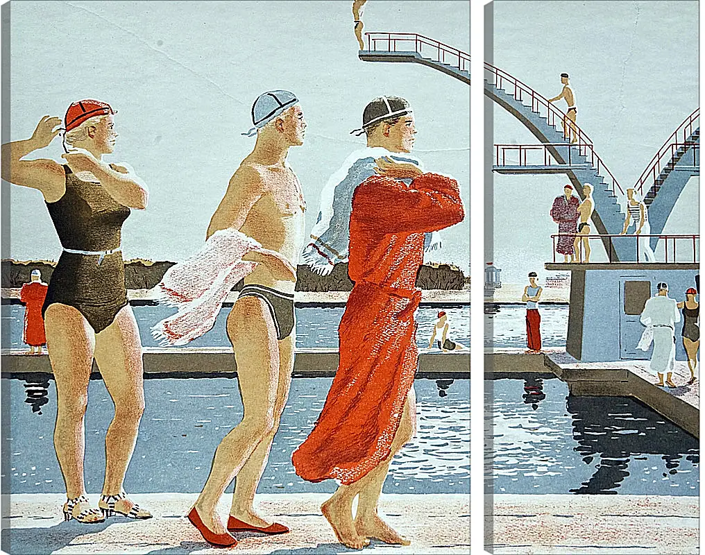Модульная картина - Водная станция. Александр Дейнека