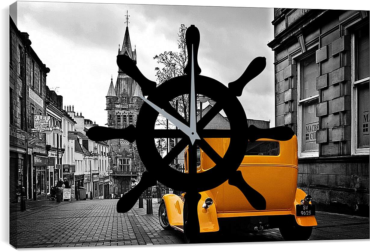 Часы картина - Лондон. Жёлтое авто.