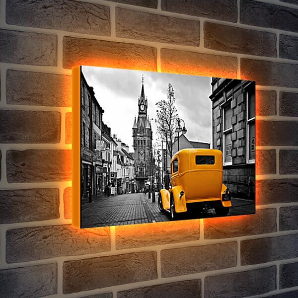 Лайтбокс световая панель - Лондон. Жёлтое авто.